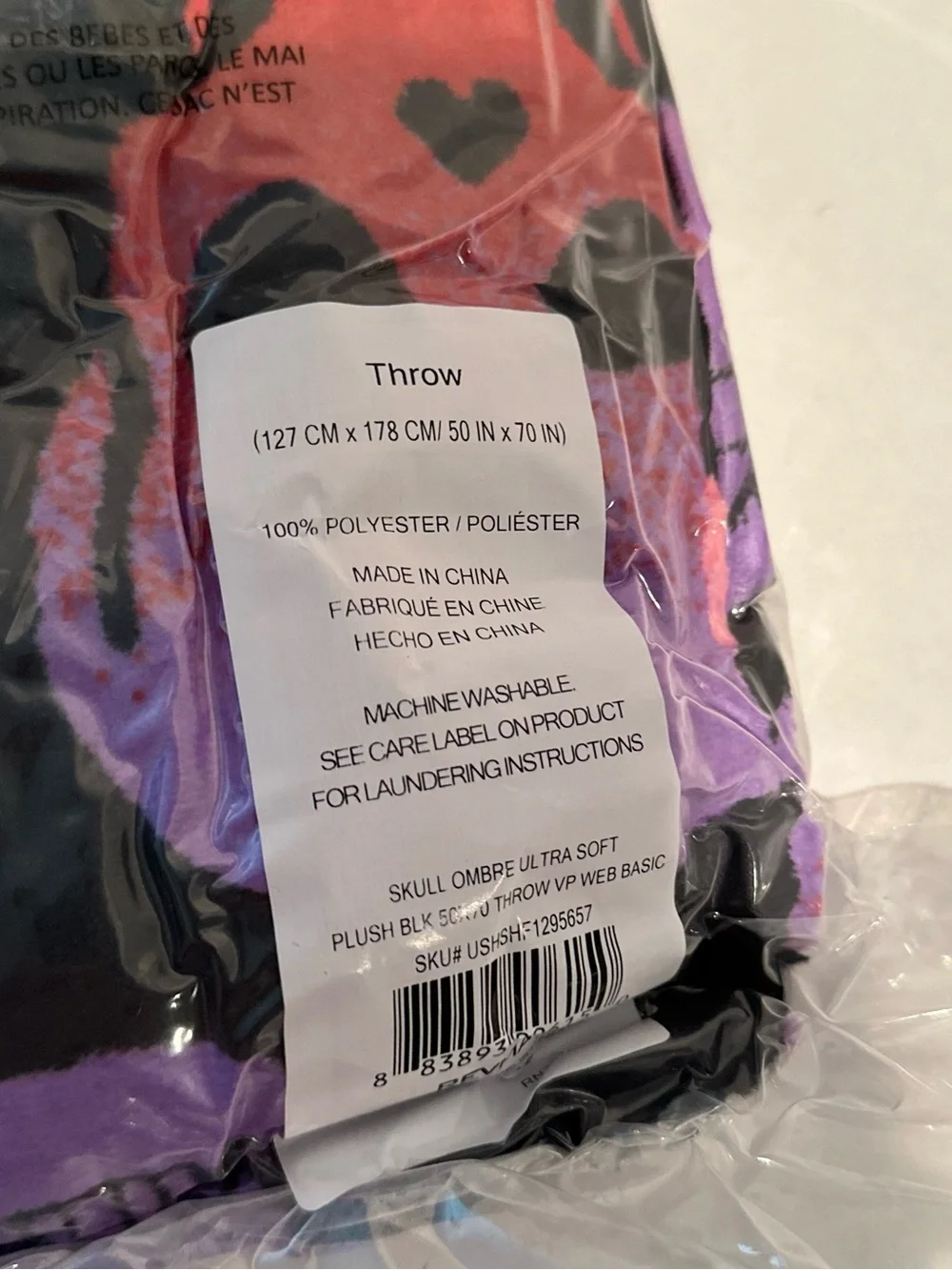 Betsey Johnson NWT Halloween Skull Ombre 50 X 70 Throw